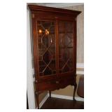 Vintage Queen Anne Style Corner Display Cabinet