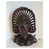Hand Carved Wood Guan Yin Goddess Bust