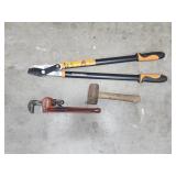 Wrench, Tree/Bush Trimmers & Sledge Hammer