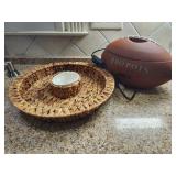 Football Pro Pot & Chip & Dip wicker Bowl