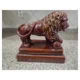 Roaring Lion on Plinth Statue