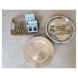 8 Chargers, 6 Trays & Assorted Houseware