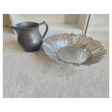 Metal Serving Bowl & Water Pitcher