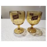 Set of 2 Amber Glass Schlitz Glasses