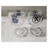 Set of 2 Lowenbrau & Lite Thumbprint Glasses