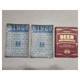 Set of 2 Glass Bingo Plates & Beer Book