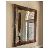 Gold & Green Crackle Beveled Mirror 32x44