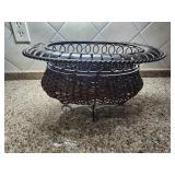 Wrought Iron Wicker Basket w/ Rolled Feet 16"