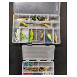 Assorted Fishing Lures in Boxes