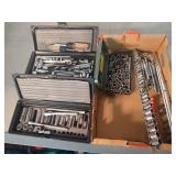 Box of 1/4" Drive Sockets, Ratchets, & Extensions