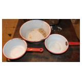 Vintage White/ Red Enamel Ware Bowls