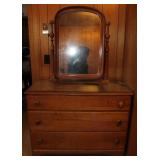 Vintage Tilt Mirror Vanity 3 Drawer Dresser