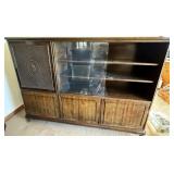 Vintage Chippendale Woven Cabinet w/Glass Front