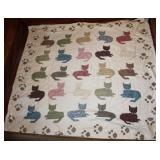 Vintage Cat & Paw Print Patterned Quilt