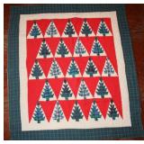 Vintage Christmas Tree Patterned Baby Quilt