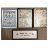 4pc Vintage Framed Cross Stitch