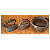 3pc Cast Iron Cauldron & Sad Irons