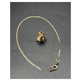 14KT Charm & Broken Chain Bracelet