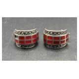 Sterling Red Polished Stone Earrings