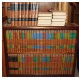 Large Great Books Collection w/ Wooden Bookcase