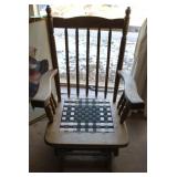 Vintage Wooden Woven Seat w/ Cushions Glider