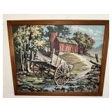 Framed Paint by Number Barn Scene