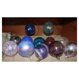 Collection of Glass Ornaments w/ 2 Stands