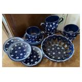 13pc Gmundner Keramik Dirndl Blau Dishes