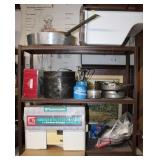 Small Metal Storage Shelf w/ Camping Cooking Gear+