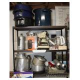 Small Metal Storage Shelf w/ Camping Cooking Gear