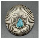 Sterling Turquoise 1 Stone Belt Buckle