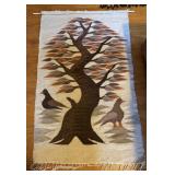 Vintage Woven Tree & Bird Motif Rug