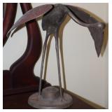 Cast Metal Crane Sculpture