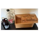 Brewing Glass Bottles & Whiskey Wood Box