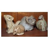 Signed Piegon Forge Pottery Animal Figurines