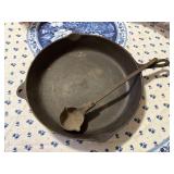 Large Cast Iron Skillet & Laddle