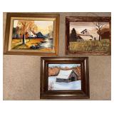 3pc Signed O/C Barn Landscapes