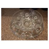 Vintage Anchor Hocking Crystal Platter & Punch+++