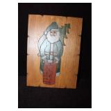 Wooden Engraved Plaque of Santa Clause-Signed