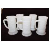 Vintage Federal Milk Glass Beer Steins x 5