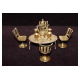 Vintage Brass Doll Chairs, Table, Goblets,  +++
