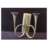 Vintage Mid-Century Modern Brass Double Candle+++