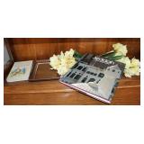2 Vintage Books, Picture frame & Boquet of yellow+