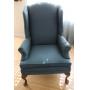 Blue Fabric Wingback Chair