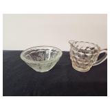 Vintage Glass Creamer and Two Small Dishes