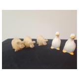Vintage Ceramic Duck Napkin Rings w/ Cow Candles
