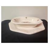 Floral Soup Bowl w/ Vtg. California USA Platter