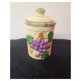 Vintage Canister w/ Grape Design 7.5" Tall