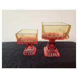 Jeannette Glass Amberina Pedestal Wedding Boxes