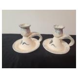 Two Vintage Ceramic Candleholders 4" Tall